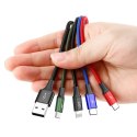 KABEL PRZEWÓD USB 4W1 IPHONE LIGHTNING 2 X USB-C MICROUSB W NYLONOWYM OPLOCIE 3.5A 1.2M CZARNY
