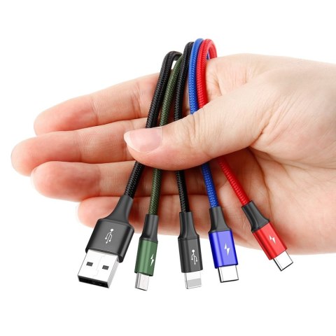 KABEL PRZEWÓD USB 4W1 IPHONE LIGHTNING 2 X USB-C MICROUSB W NYLONOWYM OPLOCIE 3.5A 1.2M CZARNY KABEL PRZEWÓD USB 4W1 IPHONE LIGHTNING 2 X USB-C MICROUSB W NYLONOWYM OPLOCIE 3.5A 1.2M CZARNY