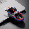 KABEL PRZEWÓD USB 4W1 IPHONE LIGHTNING 2 X USB-C MICROUSB W NYLONOWYM OPLOCIE 3.5A 1.2M CZARNY