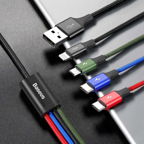 KABEL PRZEWÓD USB 4W1 IPHONE LIGHTNING 2 X USB-C MICROUSB W NYLONOWYM OPLOCIE 3.5A 1.2M CZARNY KABEL PRZEWÓD USB 4W1 IPHONE LIGHTNING 2 X USB-C MICROUSB W NYLONOWYM OPLOCIE 3.5A 1.2M CZARNY