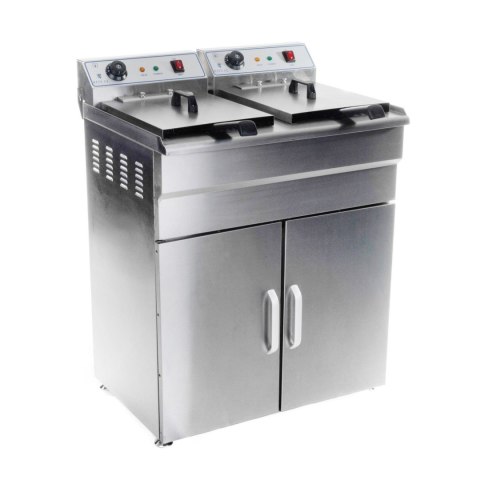 FRYTOWNICA PODWÓJNA DWUKOMOROWA Z SZAFKĄ 400V - 2X10L FRYTOWNICA PODWÓJNA DWUKOMOROWA Z SZAFKĄ 400V - 2X10L