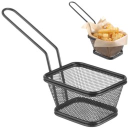KOSZYK DO SERWOWANIA SMAŻONYCH PRZEKĄSEK FRYTEK Z UCHWYTEM CZARNY 105X90X60 MM - HENDI 425671