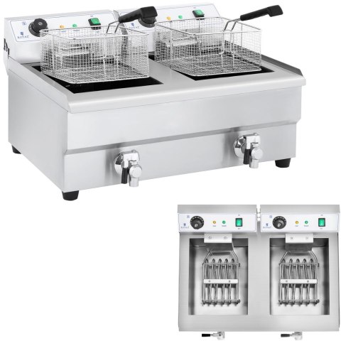 FRYTKOWNICA FRYTOWNICA GASTRONOMICZNA DWUKOMOROWA Z KRANAMI 230V 2X16L FRYTKOWNICA FRYTOWNICA GASTRONOMICZNA DWUKOMOROWA Z KRANAMI 230V 2X16L