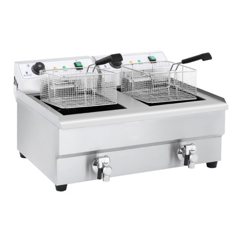 FRYTKOWNICA FRYTOWNICA GASTRONOMICZNA DWUKOMOROWA Z KRANAMI 230V 2X16L FRYTKOWNICA FRYTOWNICA GASTRONOMICZNA DWUKOMOROWA Z KRANAMI 230V 2X16L