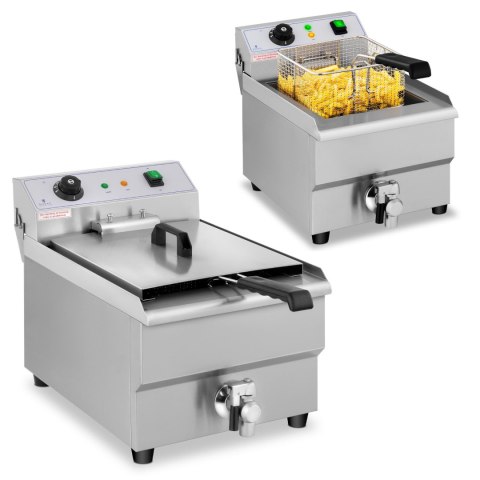 FRYTOWNICA NASTAWNA GASTRONOMICZNA ELEKTRYCZNA Z KRANEM 230 V 3500W 16 L FRYTOWNICA NASTAWNA GASTRONOMICZNA ELEKTRYCZNA Z KRANEM 230 V 3500W 16 L