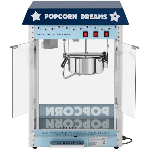 MASZYNA AUTOMAT URZĄDZENIE DO PRAŻENIA POPCORNU RETRO TEFLON 1600 W 5-6 KG/H - NIEBIESKA MASZYNA AUTOMAT URZĄDZENIE DO PRAŻENIA POPCORNU RETRO TEFLON 1600 W 5-6 KG/H - NIEBIESKA