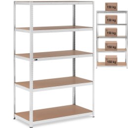 REGAŁ MAGAZYNOWY METALOWY 5 PÓŁEK 750 KG 120 X 60 X 197 CM SZARY