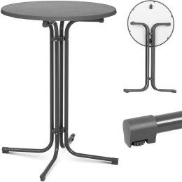 STÓŁ STOLIK BAROWY OKRĄGŁY WYSOKI SKŁADANY ŚR. 80 CM WYS. 110 CM CZARNY