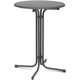STÓŁ STOLIK BAROWY OKRĄGŁY WYSOKI SKŁADANY ŚR. 80 CM WYS. 110 CM CZARNY