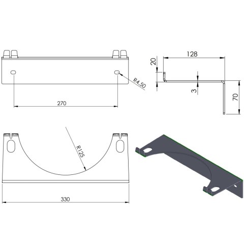 UCHWYT ŚCIENNY NA 1 BUTLĘ GAZOWĄ MAKS. ŚR. BUTLI 250 MM PRO-LINE UCHWYT ŚCIENNY NA 1 BUTLĘ GAZOWĄ MAKS. ŚR. BUTLI 250 MM PRO-LINE