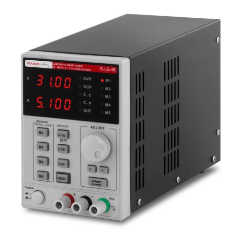 ZASILACZ LABORATORYJNY Z FUNKCJĄ PAMIĘCI 0-30VDC 0-5A USB / RS232 + CD S-LS-31 ZASILACZ LABORATORYJNY Z FUNKCJĄ PAMIĘCI 0-30VDC 0-5A USB / RS232 + CD S-LS-31