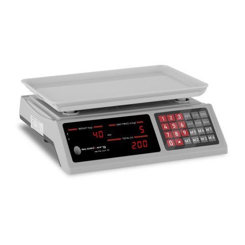 Waga sklepowa licząca sztuki 336x238mm zasilacz + akumulator 40kg / 2g - biała Waga sklepowa licząca sztuki 336x238mm zasilacz + akumulator 40kg / 2g - biała