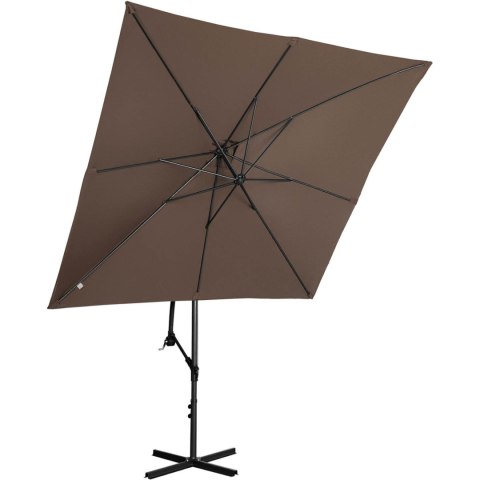 Parasol ogrodowy na wysięgniku kwadratowy 250 x 250 cm brązowy Parasol ogrodowy na wysięgniku kwadratowy 250 x 250 cm brązowy