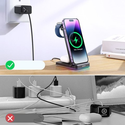 3w1 ładowarka indukcyjna do iPhone Apple Watch Airpods + podstawka stojak - czarna 3w1 ładowarka indukcyjna do iPhone Apple Watch Airpods + podstawka stojak - czarna