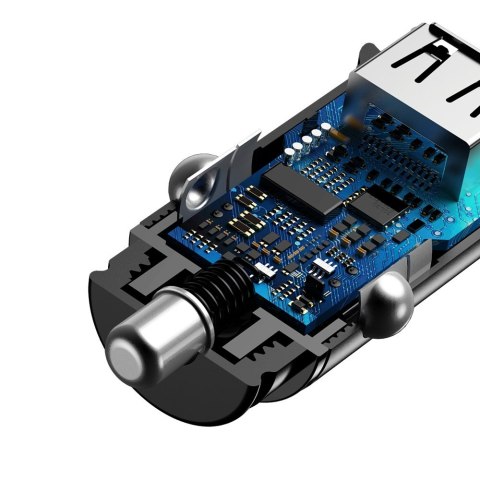 Inteligentna ładowarka samochodowa Square 2x USB QC3.0 Quick Charge 3.0 SCP AFC 30W czarny Inteligentna ładowarka samochodowa Square 2x USB QC3.0 Quick Charge 3.0 SCP AFC 30W czarny
