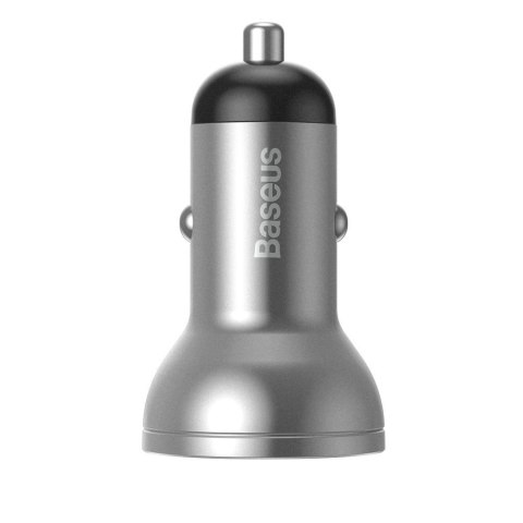 Ładowarka samochodowa 2x USB 4.8A 24W z wyświetlaczem LCD srebrny Ładowarka samochodowa 2x USB 4.8A 24W z wyświetlaczem LCD srebrny