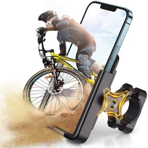 Metalowy uchwyt na telefon do roweru. hulajnogi czarny Metalowy uchwyt na telefon do roweru. hulajnogi czarny