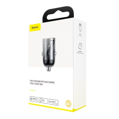 Mini ładowarka samochodowa inteligentna Tiny Star PPS USB-C 30W Quick Charge PD szary Mini ładowarka samochodowa inteligentna Tiny Star PPS USB-C 30W Quick Charge PD szary