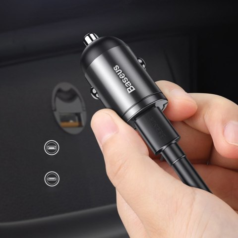 Mini ładowarka samochodowa inteligentna Tiny Star USB 30W Quick Charge szary Mini ładowarka samochodowa inteligentna Tiny Star USB 30W Quick Charge szary