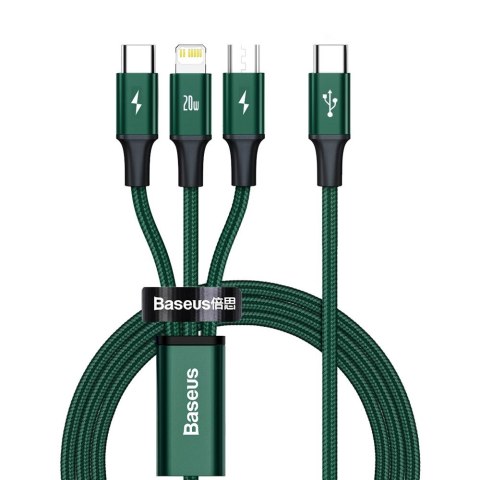 Rapid 3w1 kabel USB-C - USB-C / Lightning / micro USB 20 W 1.5 m zielony Rapid 3w1 kabel USB-C - USB-C / Lightning / micro USB 20 W 1.5 m zielony