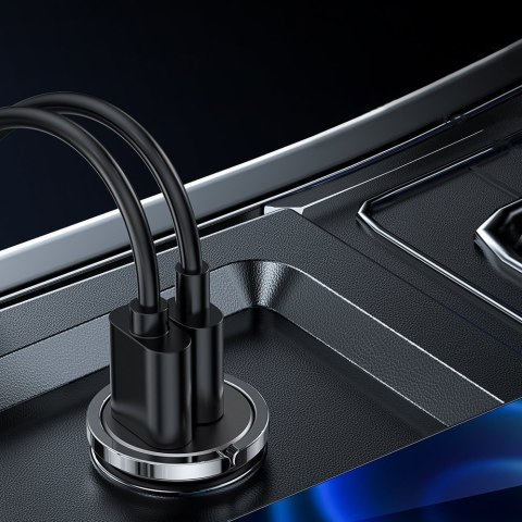 Szybka ładowarka samochodowa USB-C USB 45W 5A PD QC 3.0 AFC SCP szary Szybka ładowarka samochodowa USB-C USB 45W 5A PD QC 3.0 AFC SCP szary
