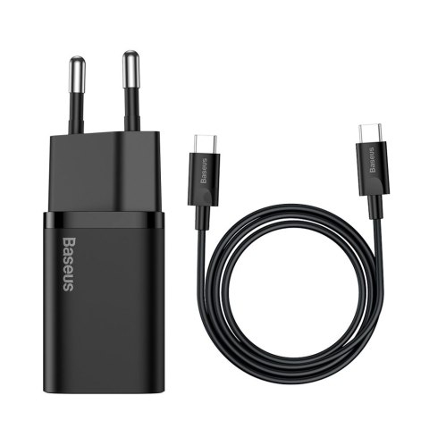 Szybka ładowarka sieciowa Super Si QC PD 25W 3A + kabel USB-C 1m czarny Szybka ładowarka sieciowa Super Si QC PD 25W 3A + kabel USB-C 1m czarny