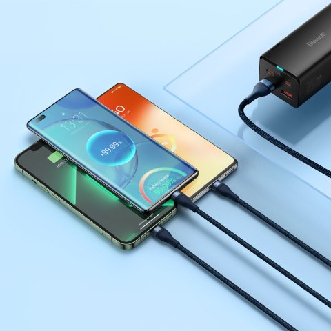 3w1 Kabel przewód do szybkiego ładowania USB-A do USB-C microUSB Lightning 66W 480Mb/s 1.2m niebieski 3w1 Kabel przewód do szybkiego ładowania USB-A do USB-C microUSB Lightning 66W 480Mb/s 1.2m niebieski