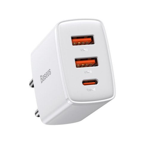 Compact szybka ładowarka sieciowa 2x USB USB-C 30W 3A PD QC biały Compact szybka ładowarka sieciowa 2x USB USB-C 30W 3A PD QC biały