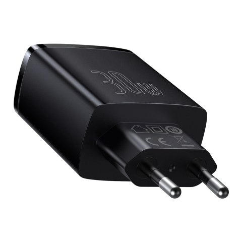 Compact szybka ładowarka sieciowa 2x USB USB-C 30W 3A PD QC czarny Compact szybka ładowarka sieciowa 2x USB USB-C 30W 3A PD QC czarny