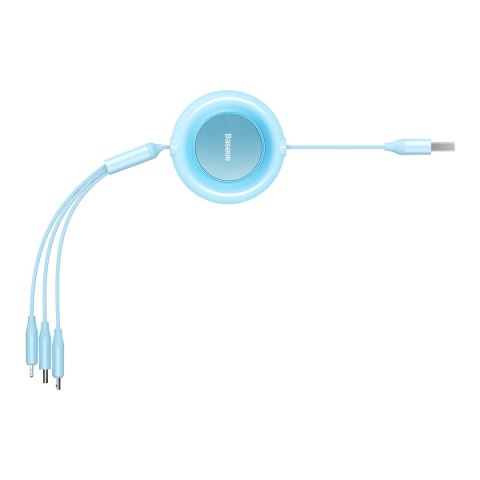 Kabel przewód 3w1 ze zwijaczem USB microUSB Apple USB-C 3.5A 1.1m błękitny Kabel przewód 3w1 ze zwijaczem USB microUSB Apple USB-C 3.5A 1.1m błękitny