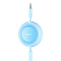 Kabel przewód 3w1 ze zwijaczem USB microUSB Apple USB-C 3.5A 1.1m błękitny