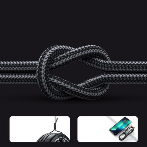 Kabel przewód w oplocie do iPhone USB-C - Lightning PD 20W 2m czarny Kabel przewód w oplocie do iPhone USB-C - Lightning PD 20W 2m czarny