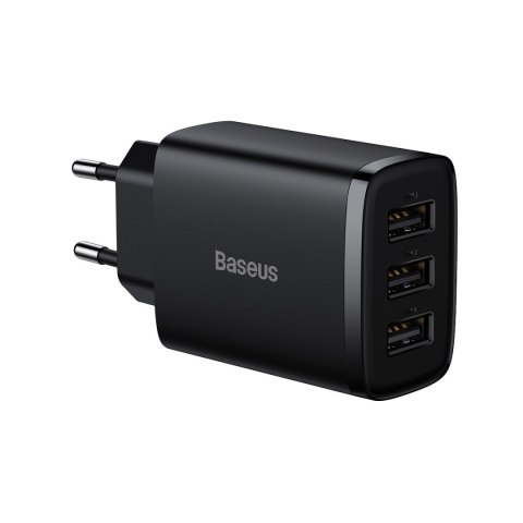 Ładowarka sieciowa Compact 3x USB 17W czarny Ładowarka sieciowa Compact 3x USB 17W czarny