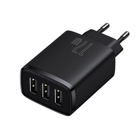 Ładowarka sieciowa Compact 3x USB 17W czarny Ładowarka sieciowa Compact 3x USB 17W czarny