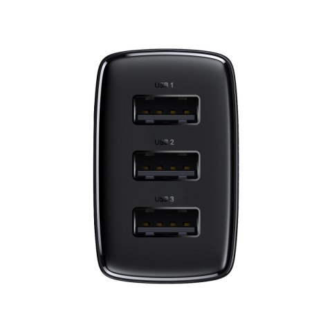 Ładowarka sieciowa Compact 3x USB 17W czarny Ładowarka sieciowa Compact 3x USB 17W czarny