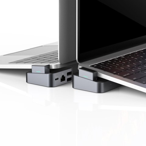 Podstawka wielofunkcyjny HUB do MacBook Pro USB-C USB 3.0 RJ45 HDMI Thunderbolt szary Podstawka wielofunkcyjny HUB do MacBook Pro USB-C USB 3.0 RJ45 HDMI Thunderbolt szary