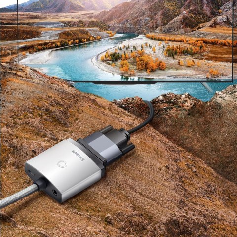 Przejściówka adapter HDMI do VGA + minijack 3.5mm zasilanie microUSB Lite Series biały Przejściówka adapter HDMI do VGA + minijack 3.5mm zasilanie microUSB Lite Series biały