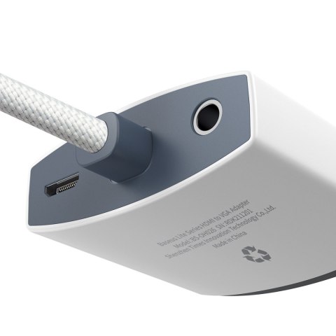Przejściówka adapter HDMI do VGA + minijack 3.5mm zasilanie microUSB Lite Series biały Przejściówka adapter HDMI do VGA + minijack 3.5mm zasilanie microUSB Lite Series biały