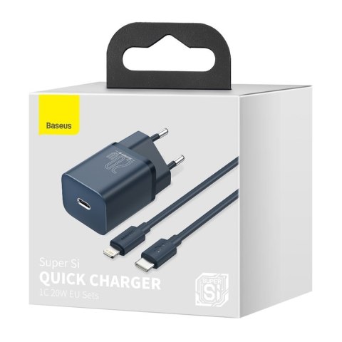 Super Si 1C szybka ładowarka USB-C 20W PD + kabel do iPhone Lightning 1m niebieski Super Si 1C szybka ładowarka USB-C 20W PD + kabel do iPhone Lightning 1m niebieski