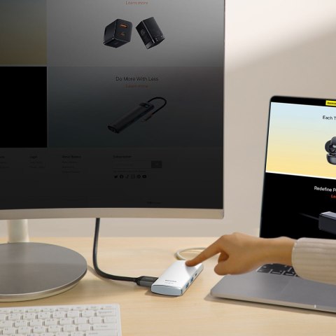 Wielofunkcyjny HUB Lite Series USB-C 2x USB PD HDMI SD/TF biały Wielofunkcyjny HUB Lite Series USB-C 2x USB PD HDMI SD/TF biały