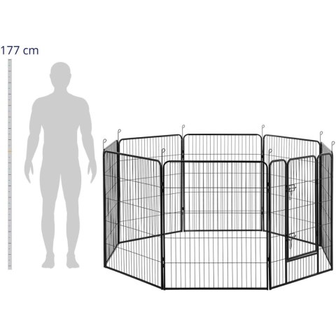 Kojec zagroda wybieg dla psów szczeniąt z bramką wys. 100 cm 8 segmentów Kojec zagroda wybieg dla psów szczeniąt z bramką wys. 100 cm 8 segmentów