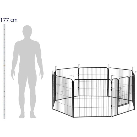 Kojec zagroda wybieg dla psów szczeniąt z bramką wys. 81 cm 8 segmentów Kojec zagroda wybieg dla psów szczeniąt z bramką wys. 81 cm 8 segmentów