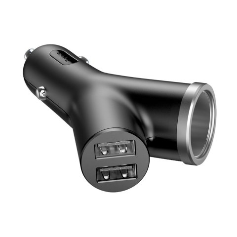 Ładowarka samochodowa Y-Type 2x USB + gniazdo zapalniczki 3.4A czarny Ładowarka samochodowa Y-Type 2x USB + gniazdo zapalniczki 3.4A czarny
