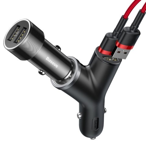 Ładowarka samochodowa Y-Type 2x USB + gniazdo zapalniczki 3.4A czarny Ładowarka samochodowa Y-Type 2x USB + gniazdo zapalniczki 3.4A czarny