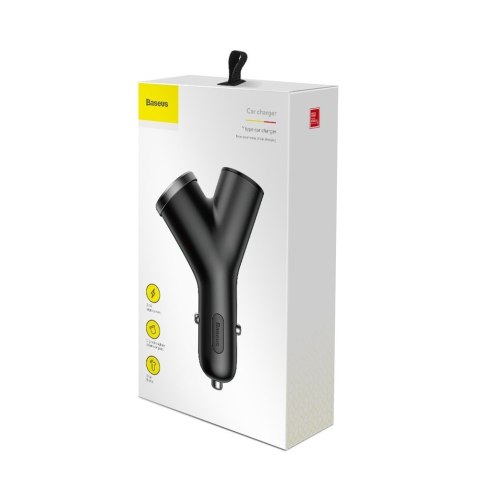 Ładowarka samochodowa Y-Type 2x USB + gniazdo zapalniczki 3.4A czarny Ładowarka samochodowa Y-Type 2x USB + gniazdo zapalniczki 3.4A czarny
