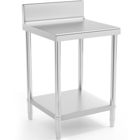 Stół blat roboczy stalowy nierdzewny przyścienny z rantem i półką 60x60cm Stół blat roboczy stalowy nierdzewny przyścienny z rantem i półką 60x60cm