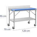 Stół roboczy na kółkach z deską do krojenia stalowy nierdzewny z rantem i półką 120x70cm
