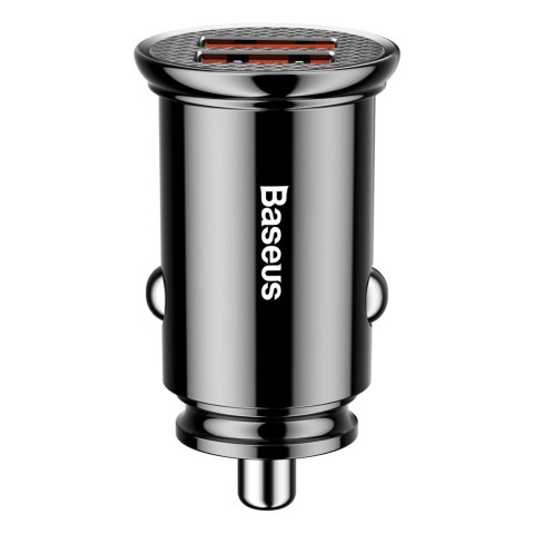 Inteligentna ładowarka samochodowa Circular 2x USB QC3.0 Quick Charge 3.0 SCP AFC 30W czarny Inteligentna ładowarka samochodowa Circular 2x USB QC3.0 Quick Charge 3.0 SCP AFC 30W czarny