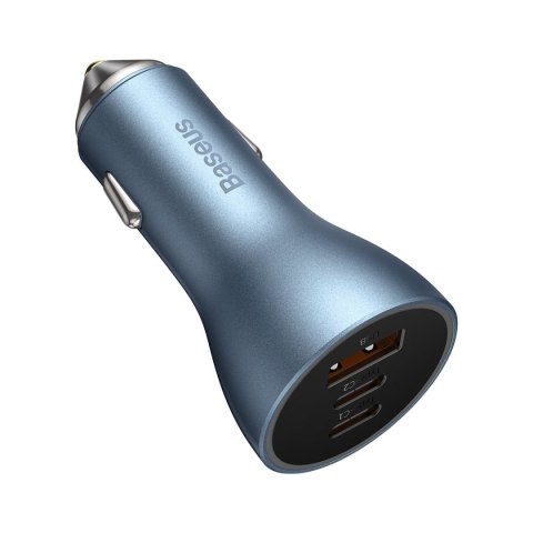 Ładowarka samochodowa PRO USB-A + 2x USB-C 65W QC4.0 - niebieski Ładowarka samochodowa PRO USB-A + 2x USB-C 65W QC4.0 - niebieski