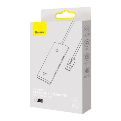 Rozdzielacz HUB 4-Portowy Lite Series USB-A do 4x USB-A 3.0 przewód 25cm - czarny Rozdzielacz HUB 4-Portowy Lite Series USB-A do 4x USB-A 3.0 przewód 25cm - czarny